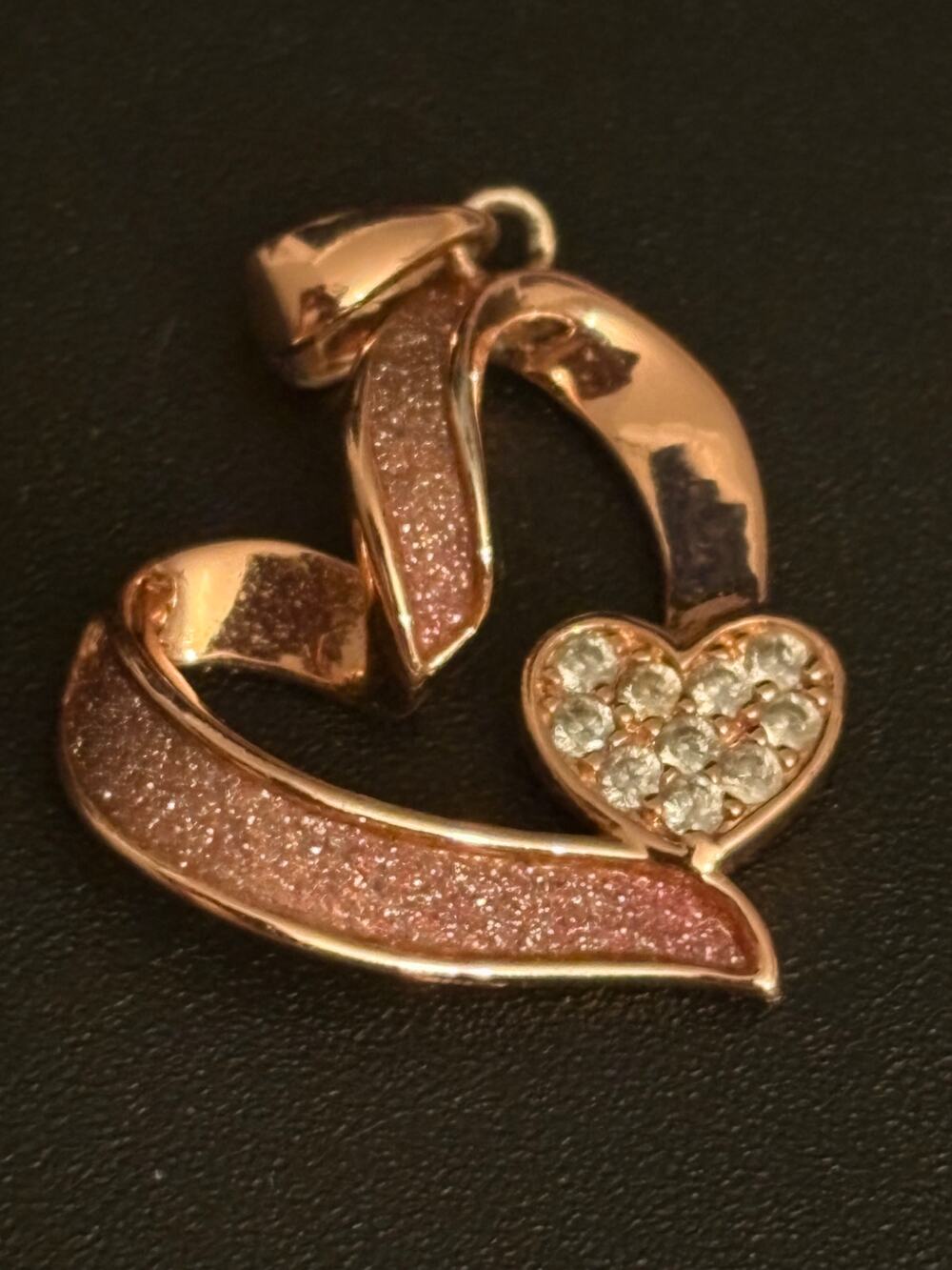 Rose Gold Tone Heart CZ Love Pendant